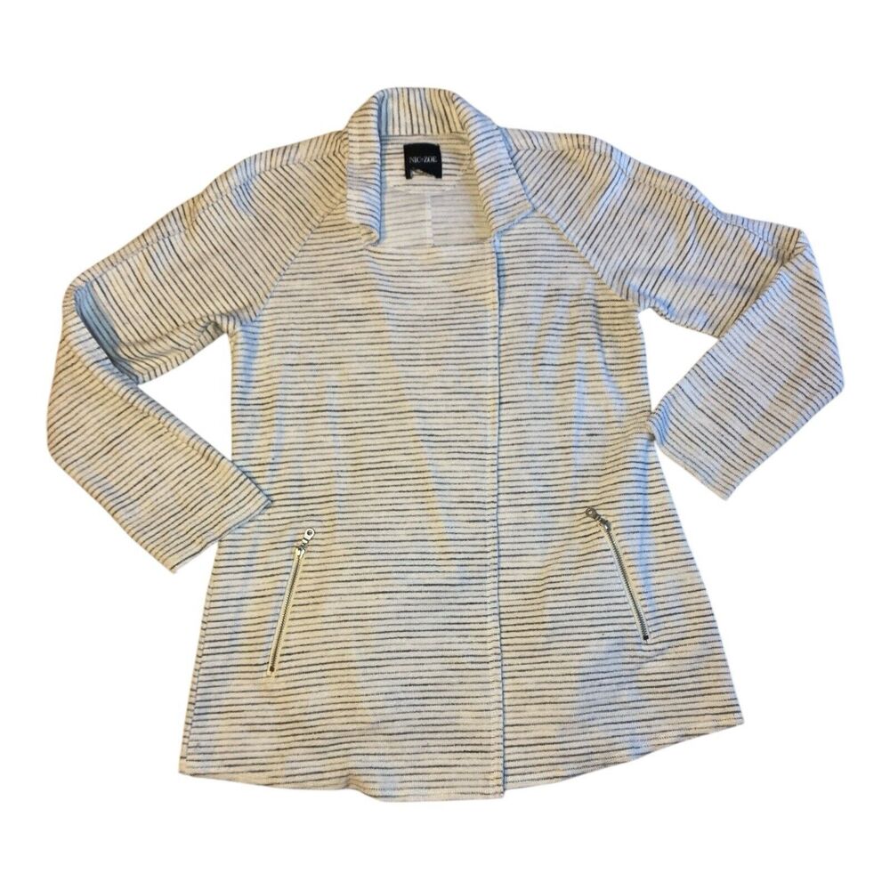 NIC+ZOE Womens Gray Long Sleeve Open Front Sweater/Jacket, Size Small, Pockets